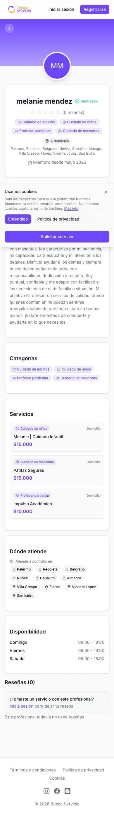 The same professional profile, on mobile.
