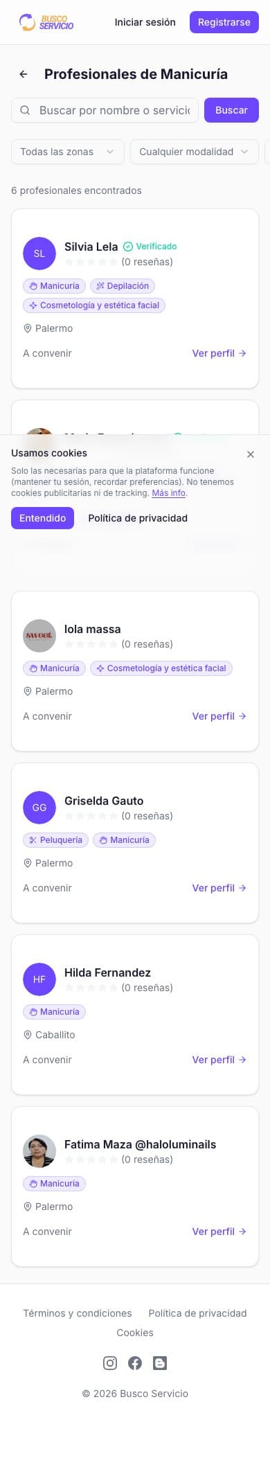 The same search results, on mobile.